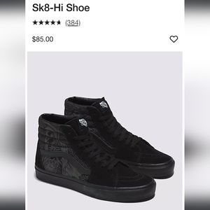 Sk8-Hi Vans Men's Black Raven Skull Sz 10